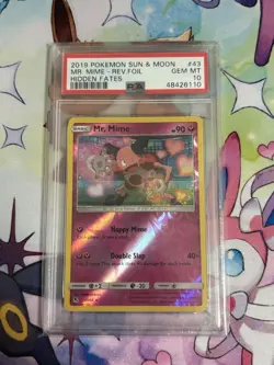 2019 POKEMON SUN & MOON HIDDEN FATES #43 MR. MIME-REVERSE FOIL PSA 10 LOW POP - Image 1