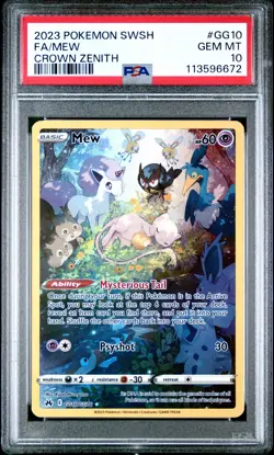 2023 POKEMON SWORD & SHIELD CROWN ZENITH #GG10 FULL ART/MEW PSA 10 - Image 1
