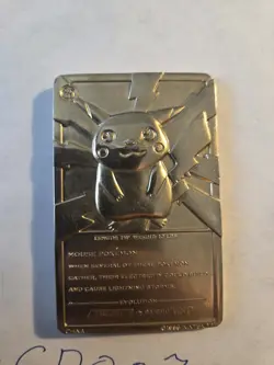 1999 Pikachu Pokemon 23k Gold Plated Trading Card Limited Edition Burger King - Image 3