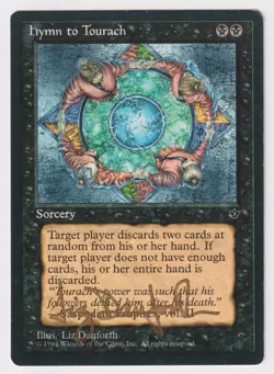 Gold Signed Hymn to Tourach MP Fallen Empires Artist Liz Danforth 1994 MTG Magic - Image 1
