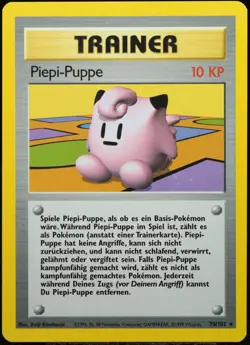 Pokemon TCG Piepi-Puppe BS 70/102 Rare Basis-Set [EX] Base Set Doll | 1999 DE - Image 1