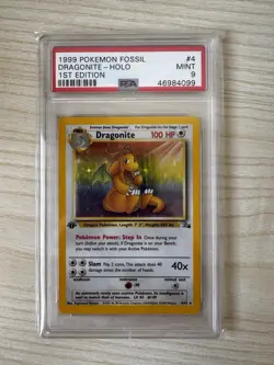 PSA 9 - 1999 POKEMON FOSSIL #4 - DRAGONITE HOLO - MINT 1ST EDITION - ENG - Image 1