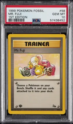 1999 POKEMON FOSSIL 1ST ED #58 MR. FUJI PSA 10 - Image 1