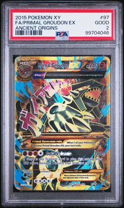 2015 POKEMON XY ANCIENT ORIGINS #97 FULL ART/PRIMAL GROUDON EX PSA 2 - Image 1