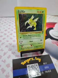 1999 Pokemon TCG Base Set 2 Scyther 17/130 Holo Rare HP original Slight damage - Image 3