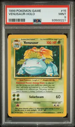 1999 POKEMON GAME #15 VENUSAUR-HOLO PSA 9 - Image 1