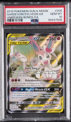 2019 POKEMON SUN & MOON UNBROKEN BONDS FULL ART/GARDEVOIR & SYLVEON GX PSA 10 - Image 1
