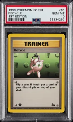 1999 POKEMON FOSSIL 1ST ED #61 RECYCLE PSA 10 - Image 1