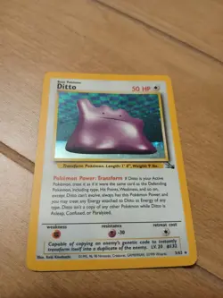 Pokemon TCG Ditto Fossil 3/62 Holo 1999-2000 Wizards Base Set Copyright Holo... - Image 1