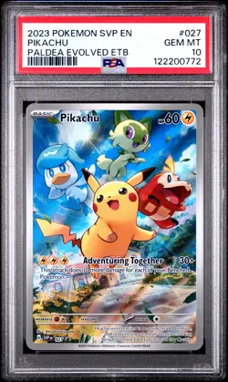 2023 POKEMON SVP EN-SV BLACK STAR PROMO #027 PIKACHU PSA 10 - Image 1