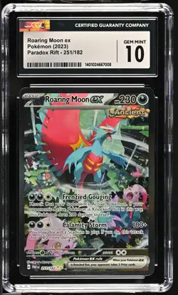 CGC 10 GEM MINT Roaring Moon EX SIR Pokemon Paradox Rift 251/182 - Image 1