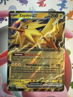 Zapdos ex - 145/165 - Double Rare NM, English Pokemon Scarlet & Violet - 151 - Image 1