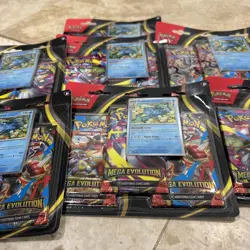 Lot Of 7- Pokemon TCG Mega Evolution 3 Pack Blister- In Hand - Image 3