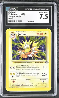 CGC 7.5 Jolteon 1999 Jungle 4/64 Holo Pokemon Card - Image 1