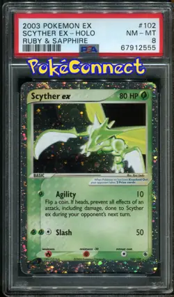 PSA 8 Pokemon Scyther ex Ruby & Sapphire 102/109 Holo Card - Image 1