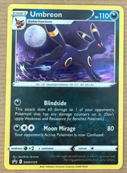Umbreon SWSH129 Holo Sword And Shield Black Star Promo Pokemon Card Near Mint - Image 1