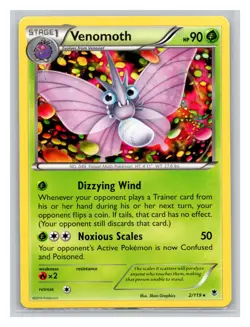 Pokemon TCG Venomoth 2/119 XY - Phantom Forces Normal LP - Image 1
