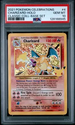2021 Pokemon Celebrations Classic Collection #4 Charizard Holo Base Set PSA 10 - Image 1