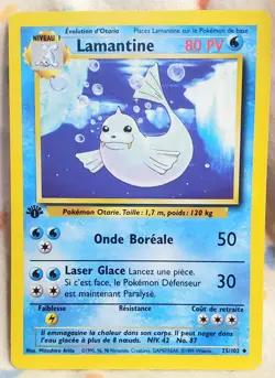 Pokemon FRENCH 1st Edition Base Set Dewgong LAMANTINE 25/102 Uncommon 1998 NM - Image 1