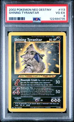Pokemon Card Shining Tyranitar 113/105 Neo Destiny 2002 PSA 4 - Image 1