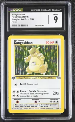 CGC 9 MINT Kangaskhan 1999 Jungle 1st Edition 5/64 Holo Pokemon Card - Image 1