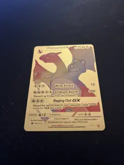Pokemon Gold Foil Fan Art Card Rainbow Charizard Gx Hp 250 150/147 - Image 1