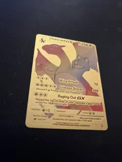 Pokemon Gold Foil Fan Art Card Rainbow Charizard Gx Hp 250 150/147 - Image 2