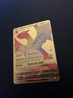 Pokemon Gold Foil Fan Art Card Rainbow Charizard Gx Hp 250 150/147 - Image 3