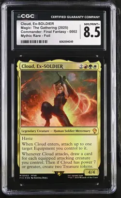 CLOUD, EX-SOLDIER Final Fantasy Foil Mythic CGC 8.5 MTG - Image 1