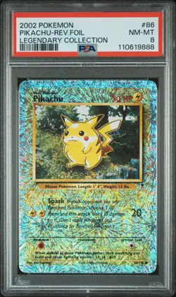 2002 POKEMON LEGENDARY COLLECTION #86 PIKACHU-REVERSE FOIL PSA 8 - Image 1