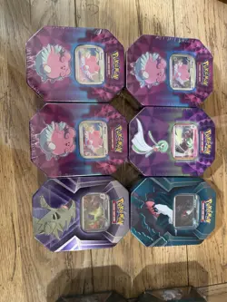 4 Pokemon Strong Bond Tins, 2 Triple Whammy Tins - Image 1