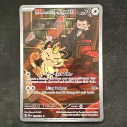 Pokemon TCG Team Rocket's Meowth Illustration Rare Card 203/182 Destined Rivals - Image 1
