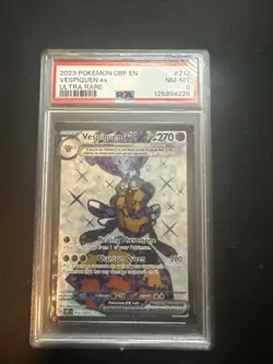 Pokemon Vespiquen EX TCG Sv03:Obsidian Flames Holo Ultra Rare Card 212/197 PSA 8 - Image 1