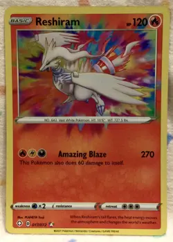Pokemon Card RESHIRAM SWSH Shining Fates 017/072 Holo Amazing Rare NM/M - Image 1