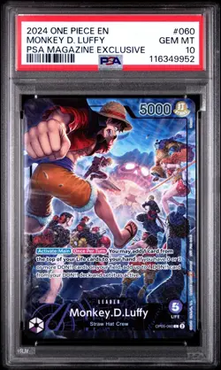 2022 One Piece Card Game: Promos English Monkey D Luffy #OP05-060 PSA 10 GEM MT - Image 1