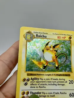 Pokemon TCG Raichu Base Set Holo Shadowless Rare Card 14/102 MP Vintage - Image 5