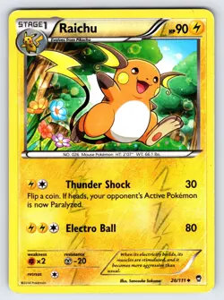 Raichu 28/111 2014 B&W Furious Fists Pokemon Card TCG Reverse Holo - DMG - Image 1