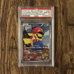 2016 Pokemon Japanese XY Promo Mario Pikachu Full Art Holo Card #294/Xy-p PSA 10 - Image 1