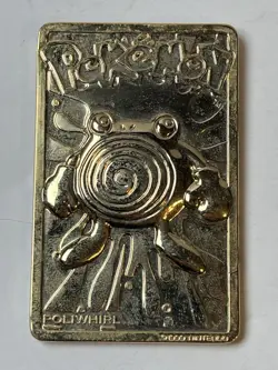 Pokemon Poliwhirl Gold Plated Card Promo w/ Case Vintage 1999 Burger King - Image 1