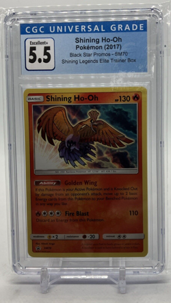 2017 POKEMON BLACK STAR SHINING HO-OH-HOLO PROMO #SM70 CGC 5.5 -15 - Image 1