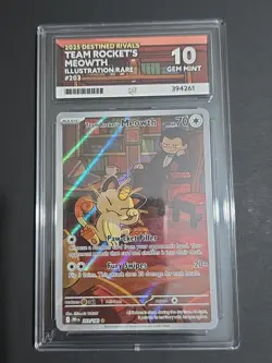2025 Pokemon Destined Rivals Team Rocket's Meowth Ace 10 #203 IR 203/182 English - Image 1