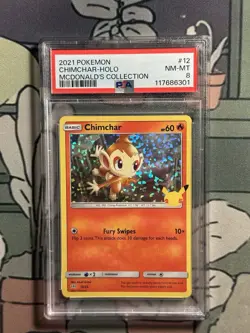 2021 POKEMON MCDONALD'S COLLECTION #12/25 CHIMCHAR HOLO PSA 8 - Image 1