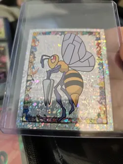 1999 #S5 Beedrill Glitter Holo Pokemon Series 1 Sticker Topps Merlin Nintendo - Image 1
