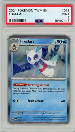 2024 Pokemon Twilight Masquerade Froslass Holo #053 PSA 9 Mint - Image 1