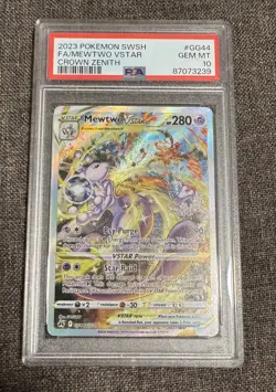 2023 POKEMON SWORD & SHIELD CROWN ZENITH #GG44 FULL ART/MEWTWO VSTAR PSA 10 - Image 1