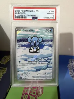 Pokemon TCG Cubchoo Illustration Rare Black Bolt 109/086 PSA 8 - Image 1
