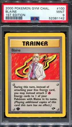 PSA 9 Pokemon 2000 1st Edition Gym Challenge Blaine Trainer Rare #100 - Image 1