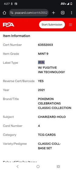 Pokemon Charizard Holo Rare Card Celebrations 4/102 PSA 9 Mint - Image 3