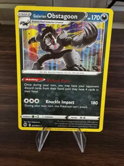Pokemon Galarian Obstagoon Holo Rare Card 037/073 Champion's Path - Image 1