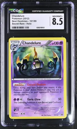CGC 8.5 Chandelure 2012 Next Destinies 101/99 Secret Rare Holo Pokemon Card - Image 1